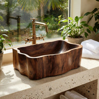 Solid Wood Sink Vanity Handcrafted Wall Mounted Bathroom Artisan Bathroom, view 8