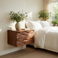 Solid Wood Nightstand Minimalist Wall Mounted Small Bedroom, view 8