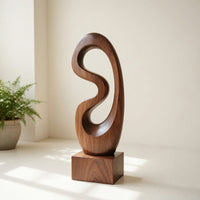 Solid Wood Sculpture Wall Art Rustic Solid Abstract Statue, view 8