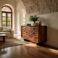 Solid Wood Sideboard Wave Carving Kitchen, view 8