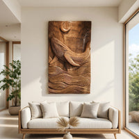 Grain of a Single Walnut Log, Carved as a Whale Wall Panel, view 8 — view 8