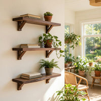 Solid Wood Natural Wood Floating Shelves Handcrafted Solid Shelf Festive Entryway, view 8