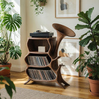 Solid Wood Record Player Stand Handcrafted Media Console, view 8