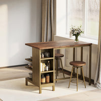 Solid Wood Bar Table Industrial Kitchen With Metal Legs Apartment Dining, view 8