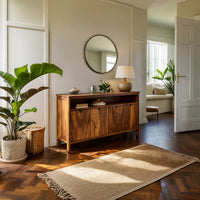 Solid Wood Sideboard With Open Upper Shelf Home, view 8