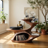 Solid Wood Record Player Stand Handcrafted Live Edge Unique Living Room, view 8