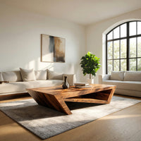 Foldline Coffee Table, Angular Solid Wood Sculpture, view 8