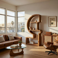 Hand-Carved Arc Bookshelf in Figured Solid Walnut, view 8