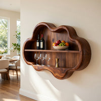 Solid Wood Wine Rack Mid Century Display Home Bar, view 8