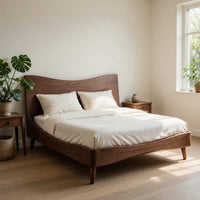Solid Wood Bed Frame Platform Headboard Minimalist Bedroom, view 8