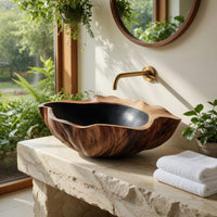Solid Wood Sink Vanity Wall Mounted Bathroom Sleek Bathroom, view 8