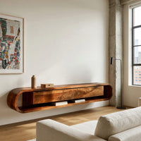 The Wall Lets Go: A Floating Walnut TV Console, view 8