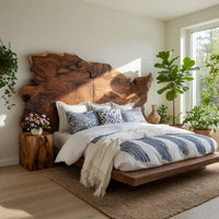 Solid Wood Headboard Natural Minimalist Japandi Bedroom, view 8