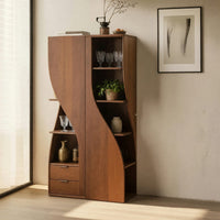 Solid Wood Bar Cabinet Curved Sculptural Doors Kitchen Living Room, view 8