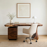 Desk on a Flared Sculpted Pedestal in Solid Walnut, view 8
