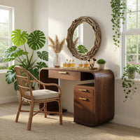 Solid Wood Dressing Table Sculptural Vanity Bedroom Area Makeup Space, view 8