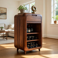 Solid Wood Bar Cabinet Wine With Shelves Drawer Area, view 8