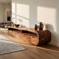 Hand-Shaped Waterfall Corners on a Walnut Media Console, view 8