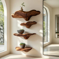 Solid Wood Mushroom Shelf Farmhouse Solid Bedroom Decor Storage, view 8