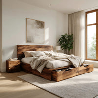 Solid Wood Bed Frame Built Drawers Bedroom, view 8