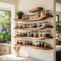 Solid Wood Spice Rack Mid Century Storage Organizer Kitchen, view 8