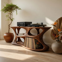 Solid Wood Record Player Stand Minimalist Vinyl Storage Studio Living Space, view 8