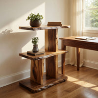 Solid Wood Standing Shelf Handcrafted Live Edge Bedroom Storage, view 8