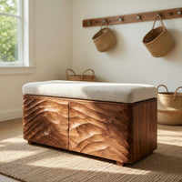 Solid Wood Entryway Storage Bench Minimal Bedroom Foot Area, view 8