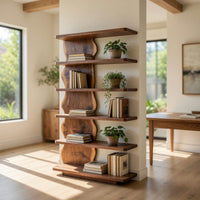 Solid Wood Standing Shelf Scandinavian Natural Corner Space, view 8