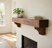 Solid Wood Floating Fireplace Mantel Rustic Shelf Living Room, II, view 8