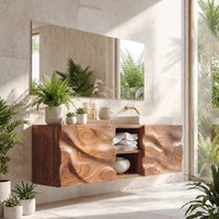 Solid Wood Bathroom Vanity Handcrafted Wall Modern, view 8