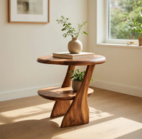 Solid Wood Nightstand With 2 Tiers Bedroom, view 8