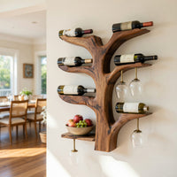 Solid Wood Wine Rack Tree Style Wall Kitchen, view 8