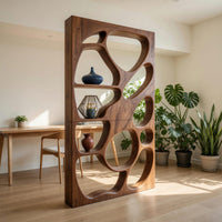 Solid Wood Room Divider Openwork With Display Shelves Living, view 8