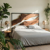 Solid Wood Headboard Artistic Live Edge Bedroom Centerpiece 1, view 8