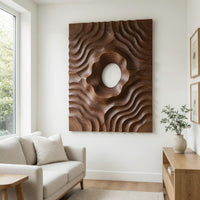 Still Pond Closing Over Stone, Carved Wood Relief, view 8 — view 8