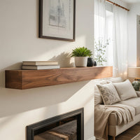 Solid Wood Floating Fireplace Mantel Rustic Shelf Living Room Holiday, view 8