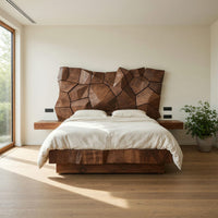 Solid Wood Bed Frame Sculptural Geometric Modern Bedroom, view 8