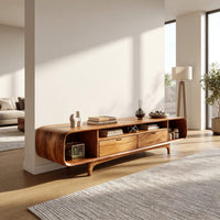 One Long Curve Along the Wall: A Walnut Media Console, view 8