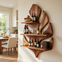 Solid Wood Wine Rack Boho Wall Living Space Arrangement, view 8