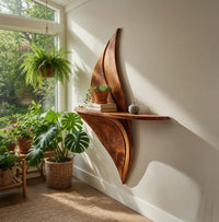 Solid Wood Natural Wood Floating Shelves Hallway Accent Shelf Home, view 8