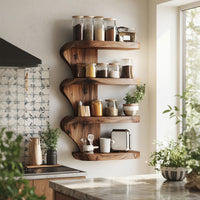 Solid Wood Spice Rack Mid Century Kitchen Decor With Organizer, view 8