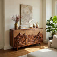Solid Wood Sideboard With Mountain Relief Home, view 8