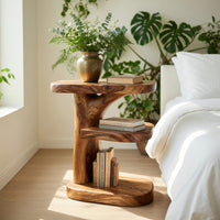 Solid Wood Nightstand With Storage Shelf Bedroom, view 8
