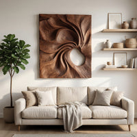 Spiral Vortex Carved Walnut Wall Relief Panel, view 8 — view 8