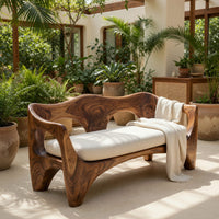 Solid Wood Sofa Mid Century Sculptural Frame Patio, view 8