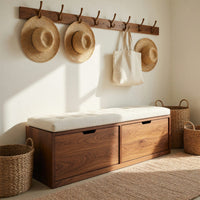 Solid Wood Entryway Storage Bench With Minimalist Design Home Interiors, view 8