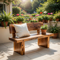 Solid Wood Outdoor Garden Bench Handcrafted Patio, view 8