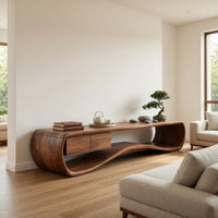 Slow Water in Walnut: A Low Curving Media Console, view 8