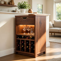 Solid Wood Bar Cabinet Wine With Bottle Shelves Drawer Kitchen, view 8